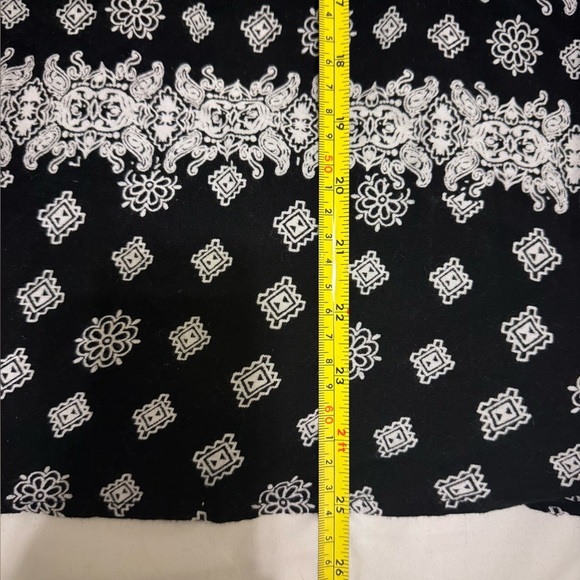 Elan Black and White Boho Pattern Open Shoulder Shirt - Picture 2 of 10